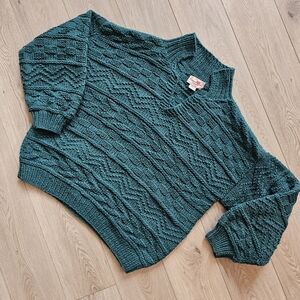 Wool Fishermancore Pattern Knit Chunky Wool Oversized Sweater "One Size"